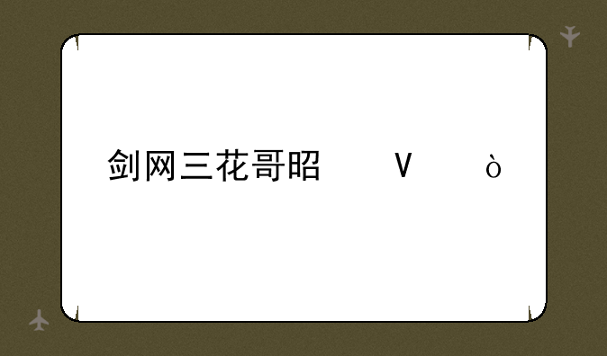 剑网三花哥是啥？