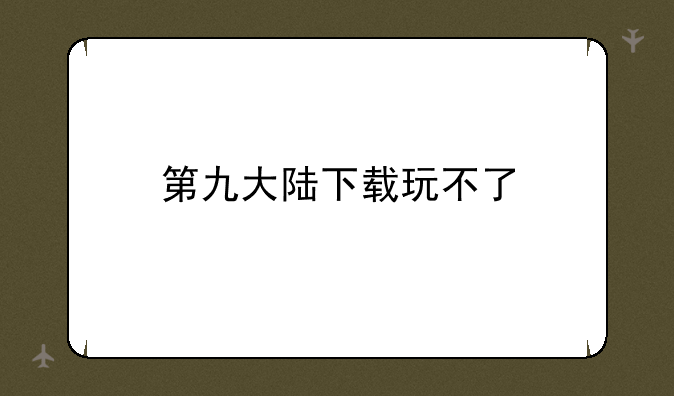第九大陆下载玩不了