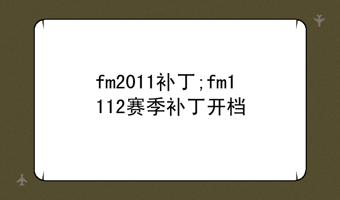 fm2011补丁;fm1112赛季补丁开档